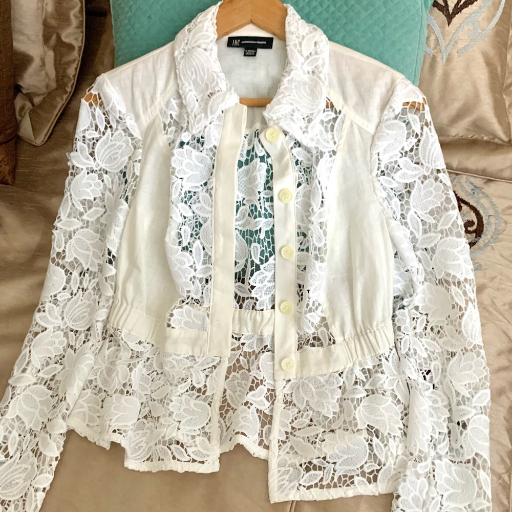 INC Intl Concepts Lace Linen Jacket